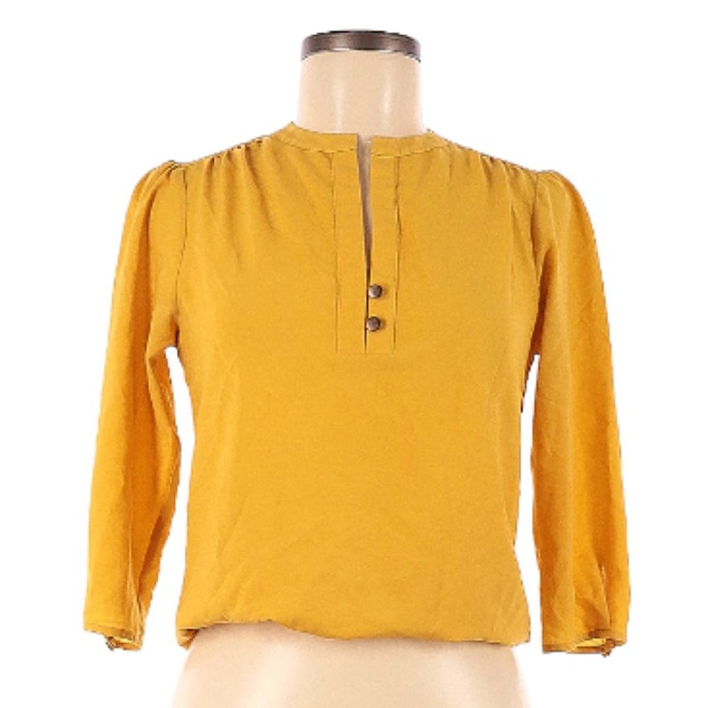 Camilla Solid Yellow Polyester Long Sleeve Blouse… - image 1